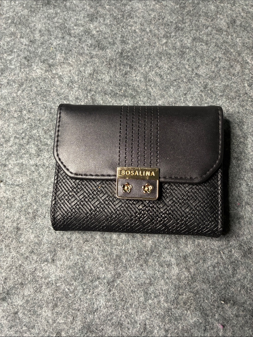 Black Textured Clutch Wallet